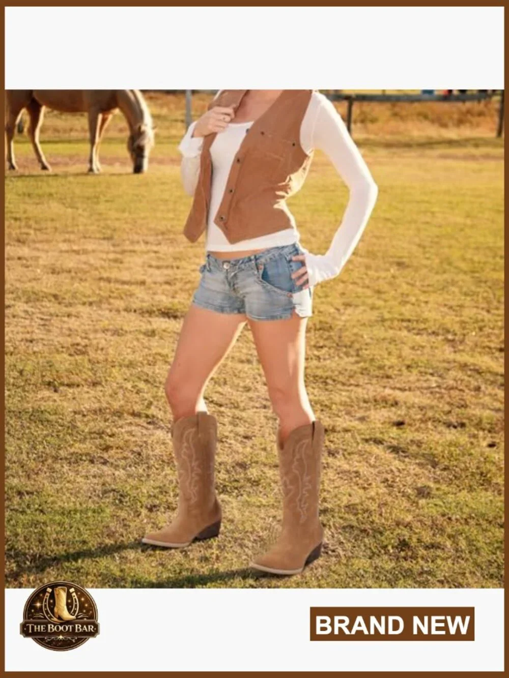 Women's Mid-Calf Cowboy Boots Faux Leather Pointed Toe Block Heel Pull-On - Picture 2 of 6